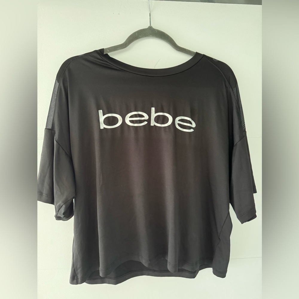 Bebe large black crop top